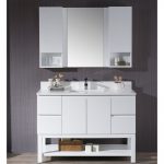 Monaco Modern 48″ Matte White Bathroom Vanity Set with Mirror and Wall Cabinets