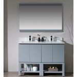 Monaco Modern 48″ Metal Gray Double Bathroom Vanity Set with Mirror