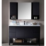 Monaco Modern 54″ Espresso Bathroom Vanity Set with Mirror and Wall Cabinets