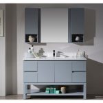 Monaco Modern 54″ Metal Gray Bathroom Vanity Set with Mirror and Wall Cabinets