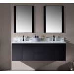Monaco Modern 60″ Espresso Double 24 Wall Mount Bathroom Vanity Set with Mirror