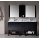 Monaco Modern 72″ Espresso Double Bathroom Vanity Set with Mirror and Wall Cabinet