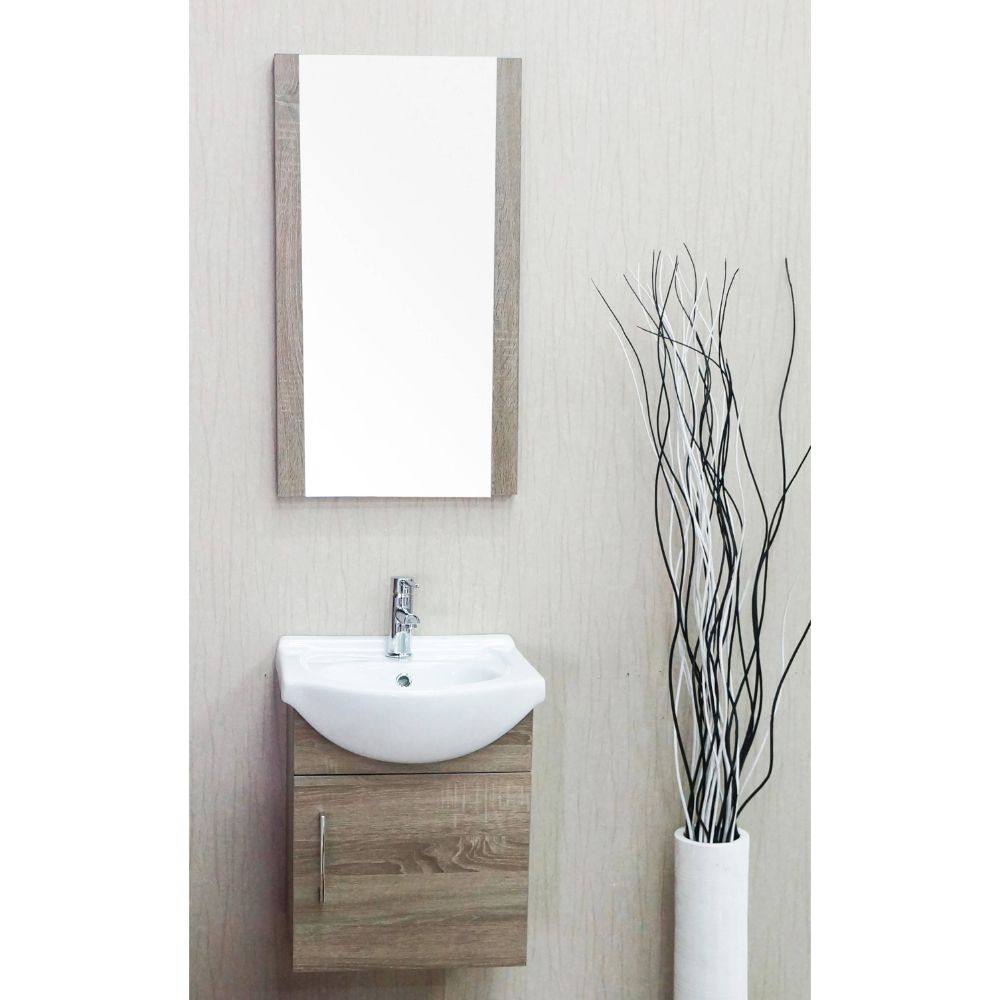 Naples 18" Cart Oak Bathroom Vanity Set with Mirror Naples 18" Cart Oak Bathroom Vanity Set with Mirror