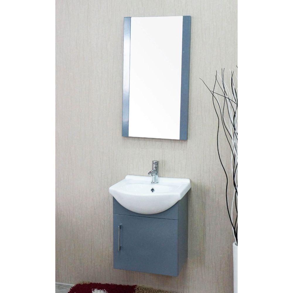 Naples 18" Charcoal Gray Bathroom Vanity Set with Mirror Naples 18" Charcoal Gray Bathroom Vanity Set with Mirror
