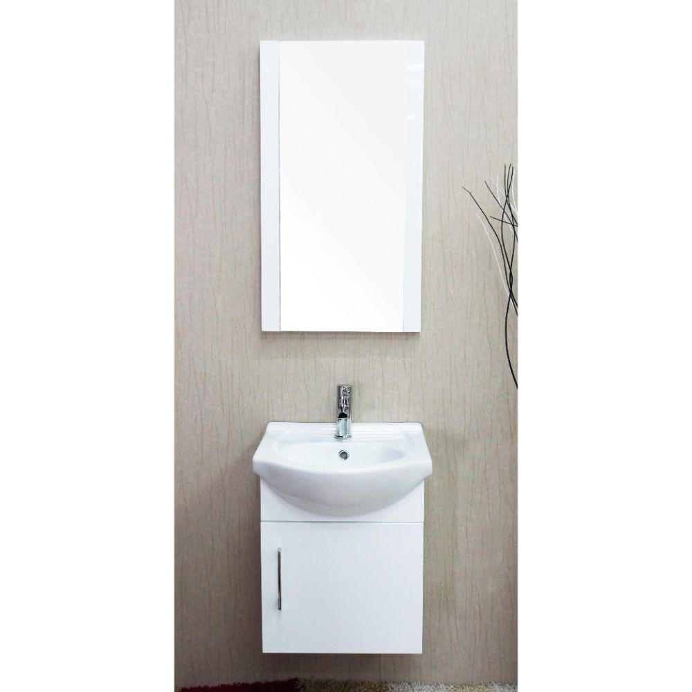 Naples 18" Glossy White Bathroom Vanity Set with Mirror Naples 18" Glossy White Bathroom Vanity Set with Mirror