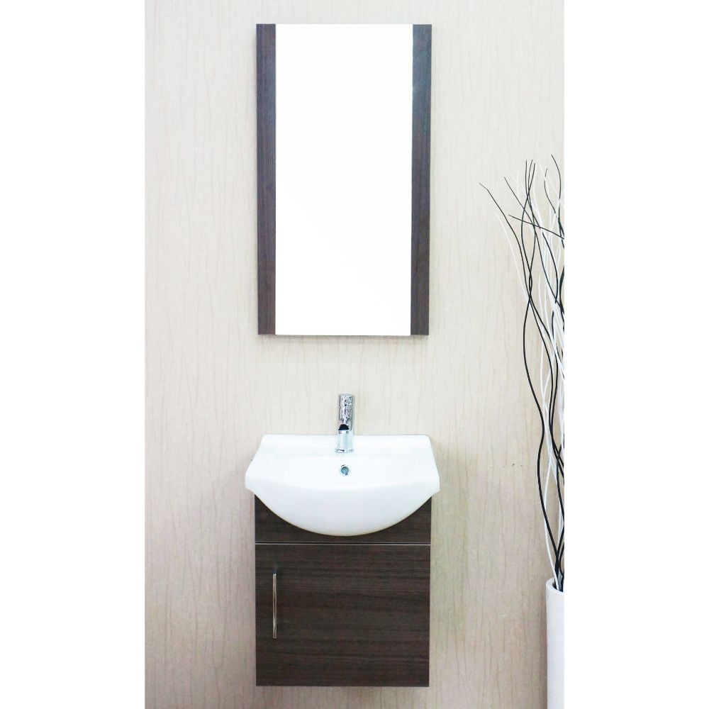 Naples 18" Gray Oak Bathroom Vanity Set with Mirror Naples 18" Gray Oak Bathroom Vanity Set with Mirror