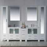 Sydney Modern 102″ Bathroom Vanity Set with Mirror Linen Cabinet Glossy White
