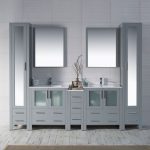 Sydney Modern 102″ Bathroom Vanity Set with Mirror Linen Cabinet Metal Gray