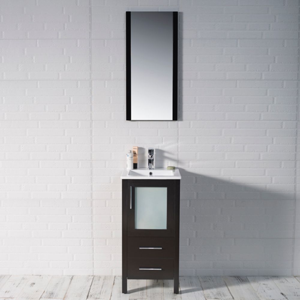 Sydney Modern 16" Bathroom Vanity Set with Mirror Espresso