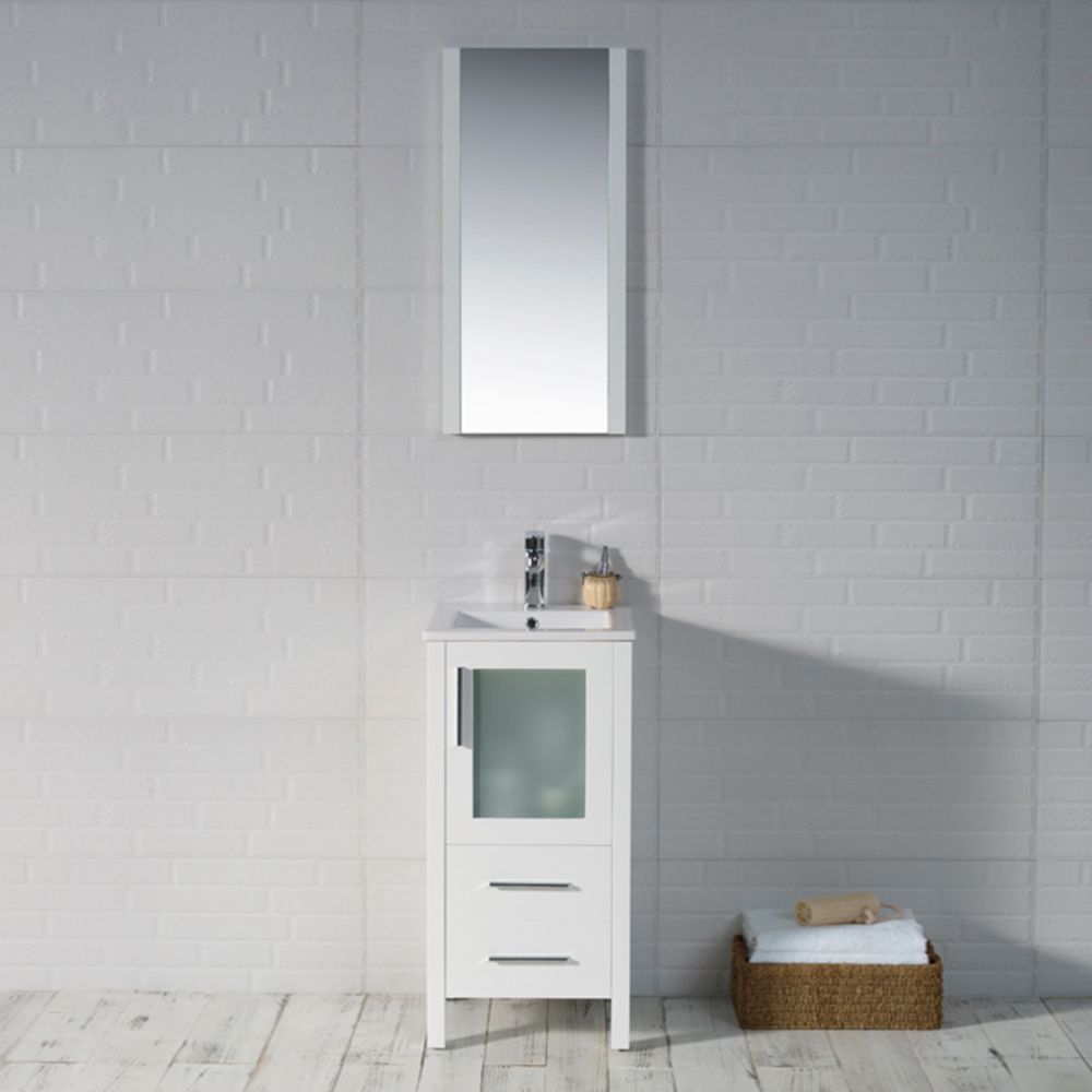 Sydney Modern 16" Bathroom Vanity Set with Mirror Glossy White Sydney Modern 16" Bathroom Vanity Set with Mirror Glossy White