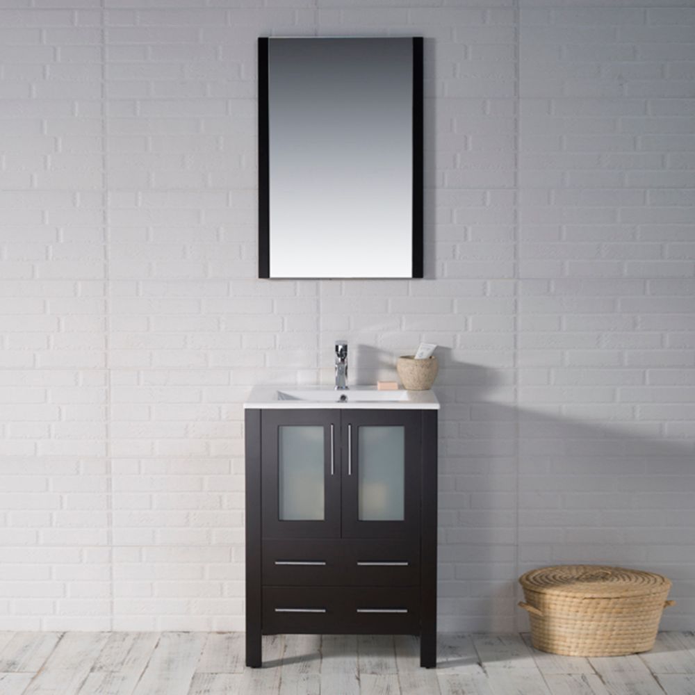 Sydney Modern 24" Bathroom Vanity Set with Acrylic Top and Mirror Espresso Sydney Modern 24" Bathroom Vanity Set with Acrylic Top and Mirror Espresso