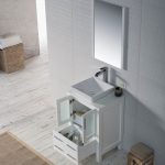 Sydney Modern 24″ Bathroom Vanity Set with Vessel Sink and Mirror Glossy White