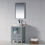 Sydney Modern 24″ Bathroom Vanity Set with Vessel Sink and Mirror Metal Gray