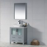 Sydney Modern 30″ Bathroom Vanity Set with Vessel Sink and Mirror Metal Gray