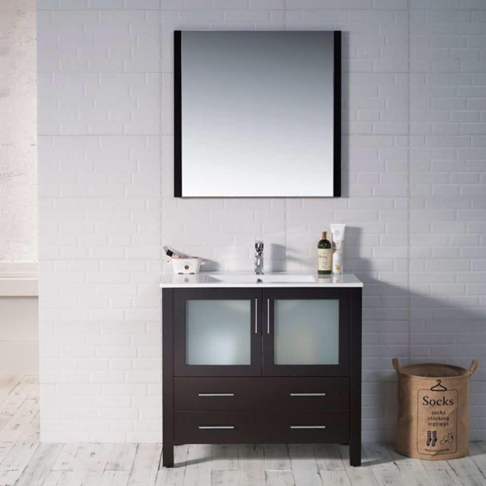 Sydney Modern 36" Bathroom Vanity Set with Mirror Espresso Sydney Modern 36" Bathroom Vanity Set with Mirror Espresso