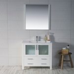 Sydney Modern 36″ Bathroom Vanity Set with Mirror Glossy White