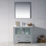 Sydney Modern 36″ Bathroom Vanity Set with Mirror Metal Gray