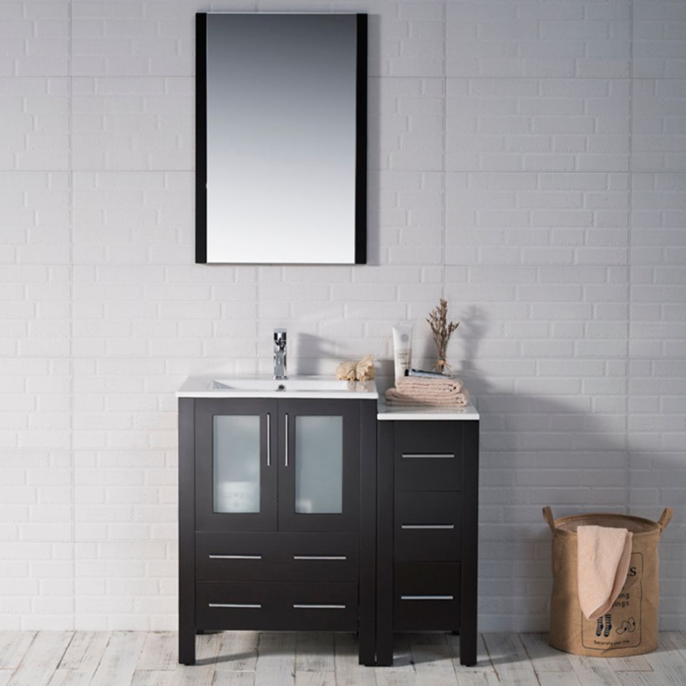 Sydney Modern 36" Bathroom Vanity Set with Side Cabinet Espresso Sydney Modern 36" Bathroom Vanity Set with Side Cabinet Espresso