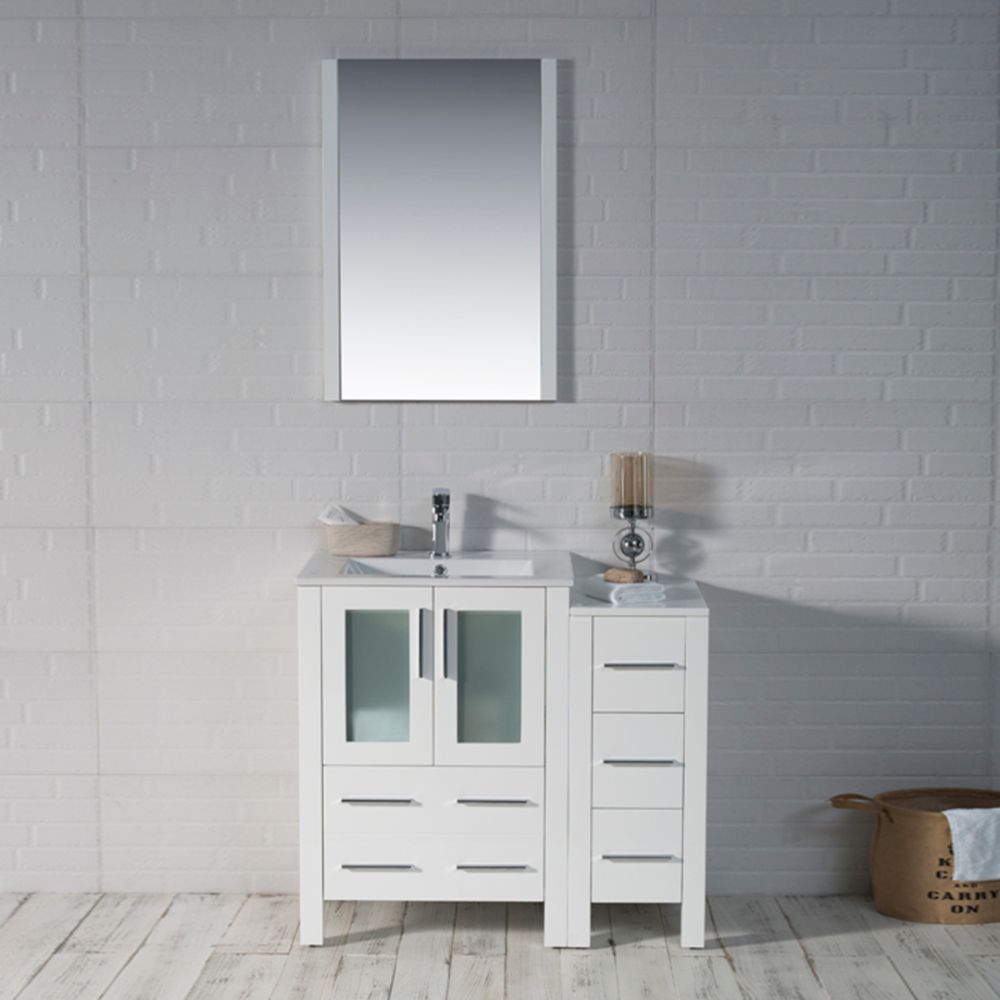Sydney Modern 36" Bathroom Vanity Set with Side Cabinet Glossy White Sydney Modern 36" Bathroom Vanity Set with Side Cabinet Glossy White