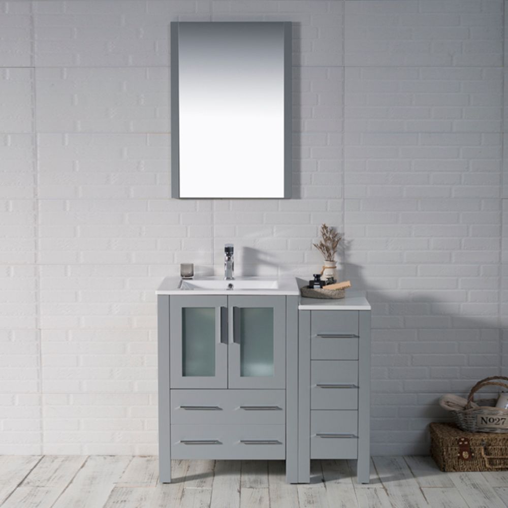 Sydney Modern 36" Bathroom Vanity Set with Side Cabinet Metal Gray Sydney Modern 36" Bathroom Vanity Set with Side Cabinet Metal Gray