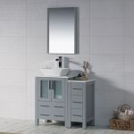 Sydney Modern 36″ Bathroom Vanity Set with Vessel Sink and Side Cabinet Metal Gray