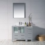Sydney Modern 42″ Bathroom Vanity Set with Side Cabinet Metal Gray