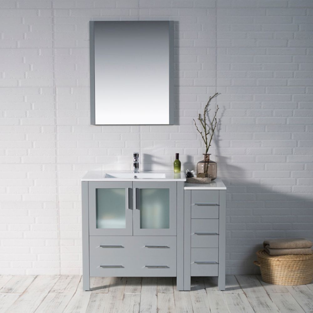 Sydney Modern 42" Bathroom Vanity Set with Side Cabinet Metal Gray Sydney Modern 42" Bathroom Vanity Set with Side Cabinet Metal Gray