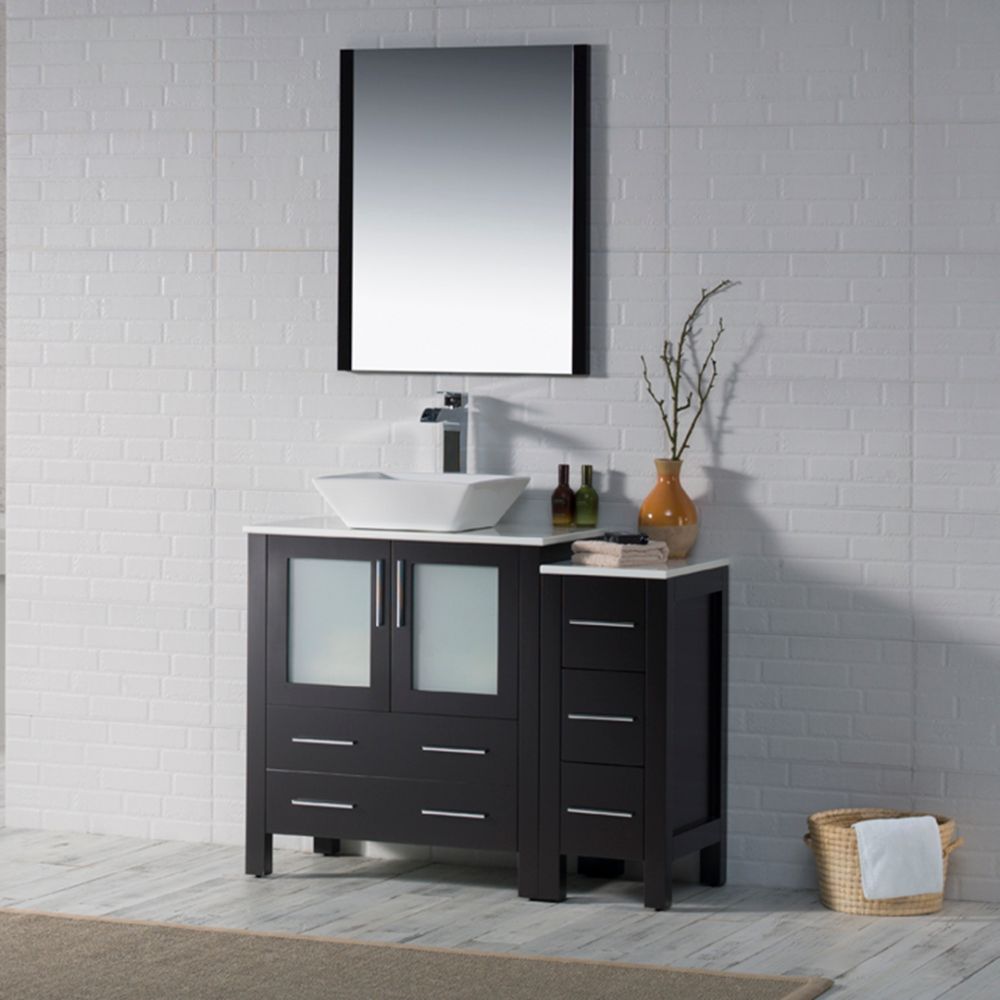 Sydney Modern 42" Bathroom Vanity Set with Vessel Sink and Side Cabinet Espresso Sydney Modern 42" Bathroom Vanity Set with Vessel Sink and Side Cabinet Espresso