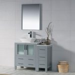 Sydney Modern 42″ Bathroom Vanity Set with Vessel Sink and Side Cabinet Metal Gray