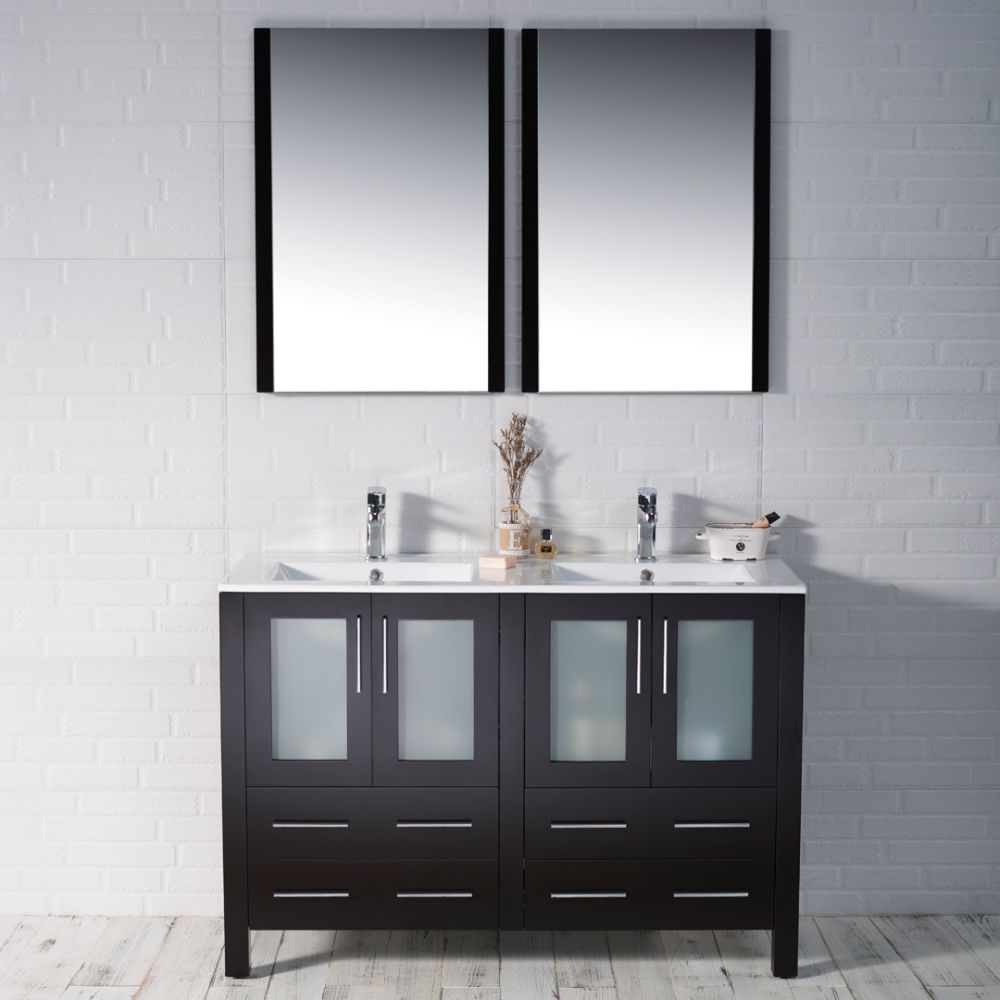 Sydney Modern 48" Double Bathroom Vanity Set with Mirrors Espresso Sydney Modern 48" Double Bathroom Vanity Set with Mirrors Espresso