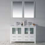 Sydney Modern 48″ Double Bathroom Vanity Set with Mirrors Glossy White