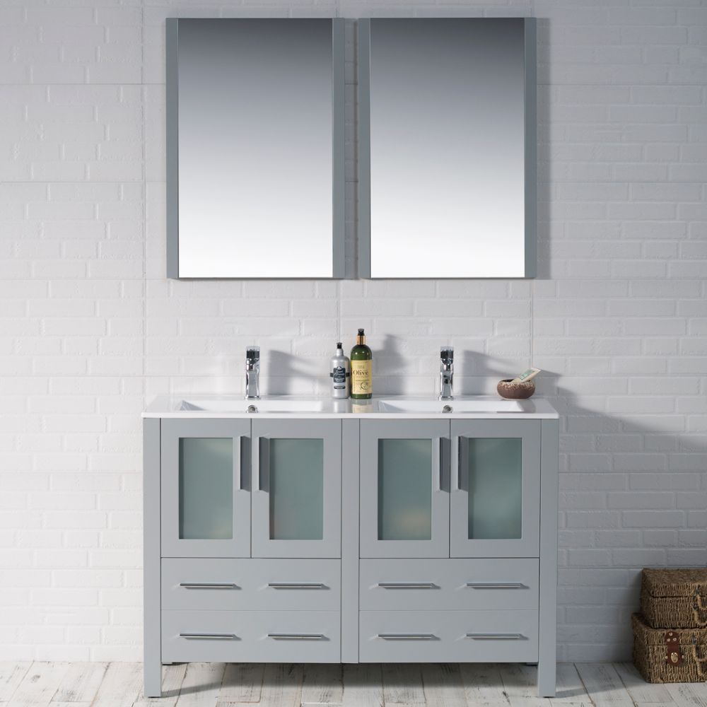 Sydney Modern 48" Double Bathroom Vanity Set with Mirrors Metal Gray Sydney Modern 48" Double Bathroom Vanity Set with Mirrors Metal Gray
