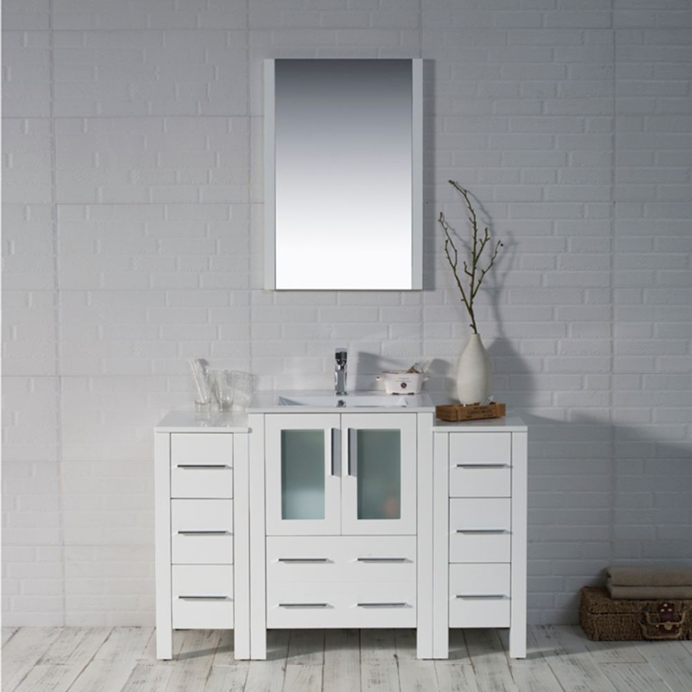 Sydney Modern 48" Bathroom Vanity Set with Double Side Cabinets Glossy White Sydney Modern 48" Bathroom Vanity Set with Double Side Cabinets Glossy White