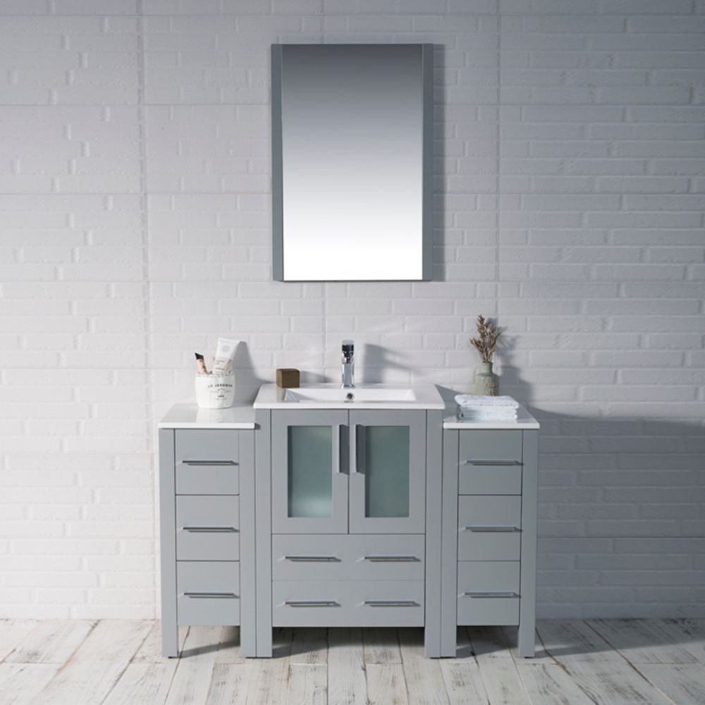 Sydney Modern 48" Bathroom Vanity Set with Double Side Cabinets Metal Gray Sydney Modern 48" Bathroom Vanity Set with Double Side Cabinets Metal Gray