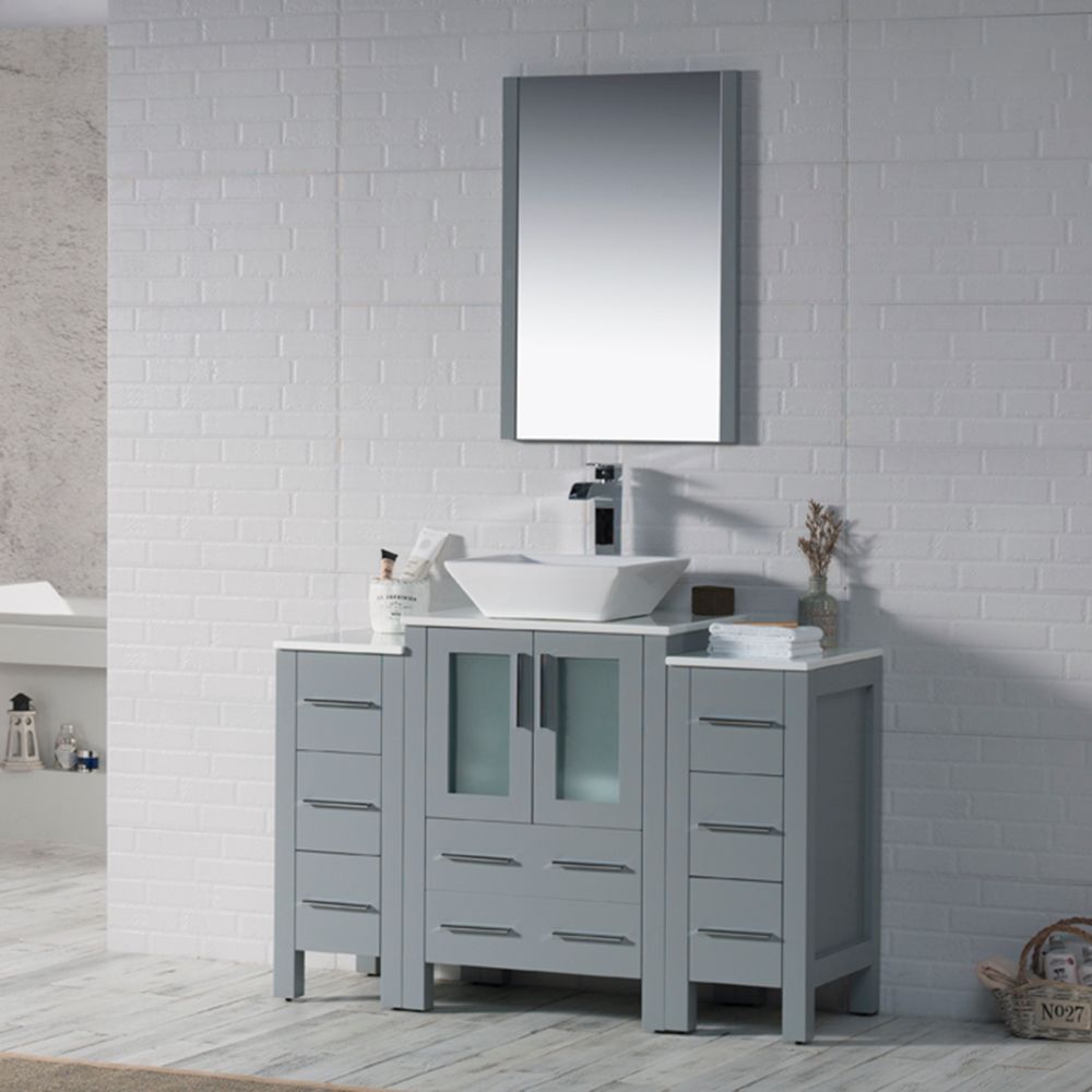 Sydney Modern 48" Bathroom Vanity Set with Vessel Sink and Double Side Cabinets Metal Gray Sydney Modern 48" Bathroom Vanity Set with Vessel Sink and Double Side Cabinets Metal Gray