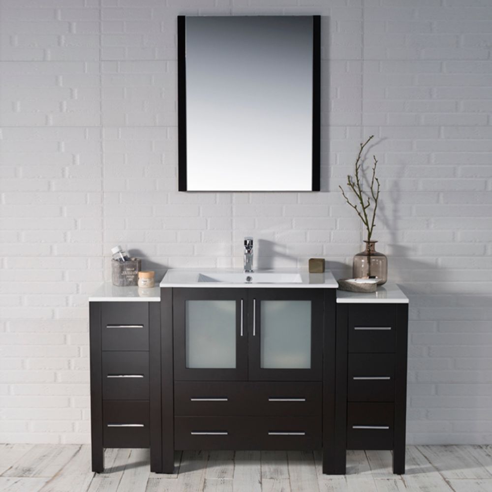 Sydney Modern 54" Bathroom Vanity Set with Double Side Cabinets Espresso Sydney Modern 54" Bathroom Vanity Set with Double Side Cabinets Espresso