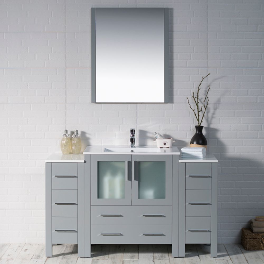 Sydney Modern 54" Bathroom Vanity Set with Double Side Cabinets Metal Gray Sydney Modern 54" Bathroom Vanity Set with Double Side Cabinets Metal Gray