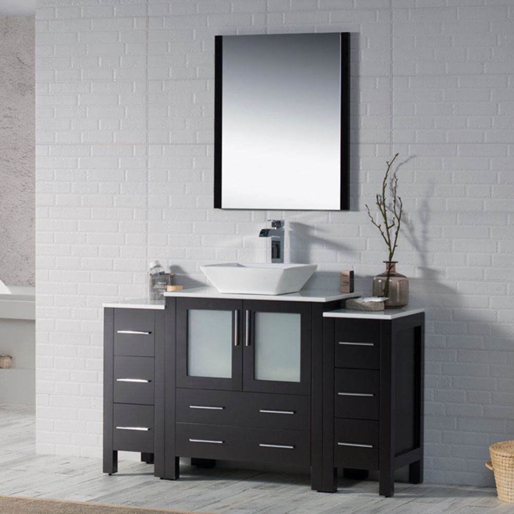Sydney Modern 54" Bathroom Vanity Set with Vessel Sink and Double Side Cabinets Espresso Sydney Modern 54" Bathroom Vanity Set with Vessel Sink and Double Side Cabinets Espresso