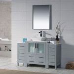 Sydney Modern 54″ Bathroom Vanity Set with Vessel Sink and Double Side Cabinets Metal Gray