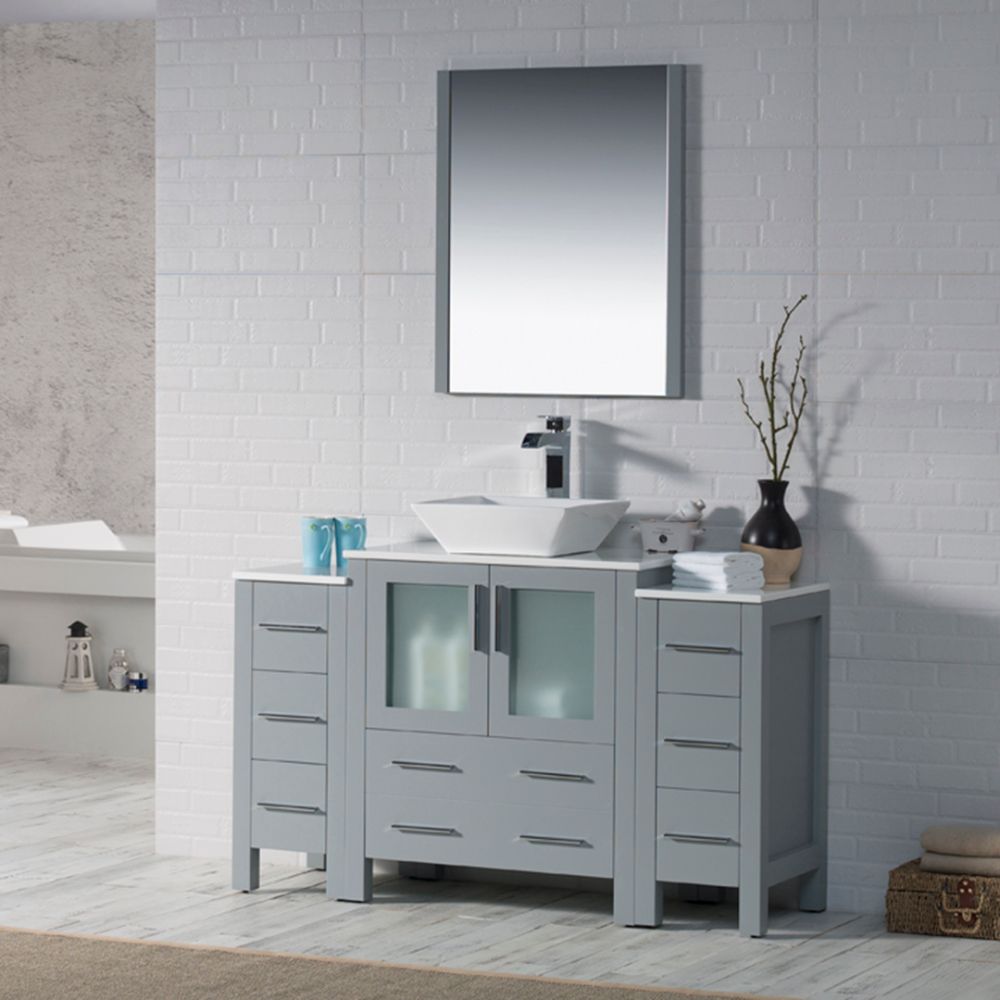 Sydney Modern 54" Bathroom Vanity Set with Vessel Sink and Double Side Cabinets Metal Gray Sydney Modern 54" Bathroom Vanity Set with Vessel Sink and Double Side Cabinets Metal Gray