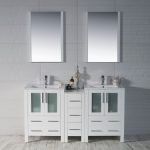 Sydney Modern 60″ Double Bathroom Vanity Set with Mirrors Glossy White