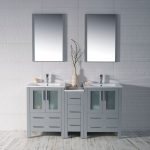Sydney Modern 60″ Double Bathroom Vanity Set with Mirrors Metal Gray