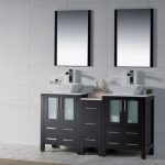 Sydney Modern 60″ Double Bathroom Vanity Set with Vessel Sinks and Mirrors Espresso
