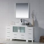 Sydney Modern 60″ Single Bathroom Vanity Set with Vessel Sink and Double Side Cabinets Glossy White