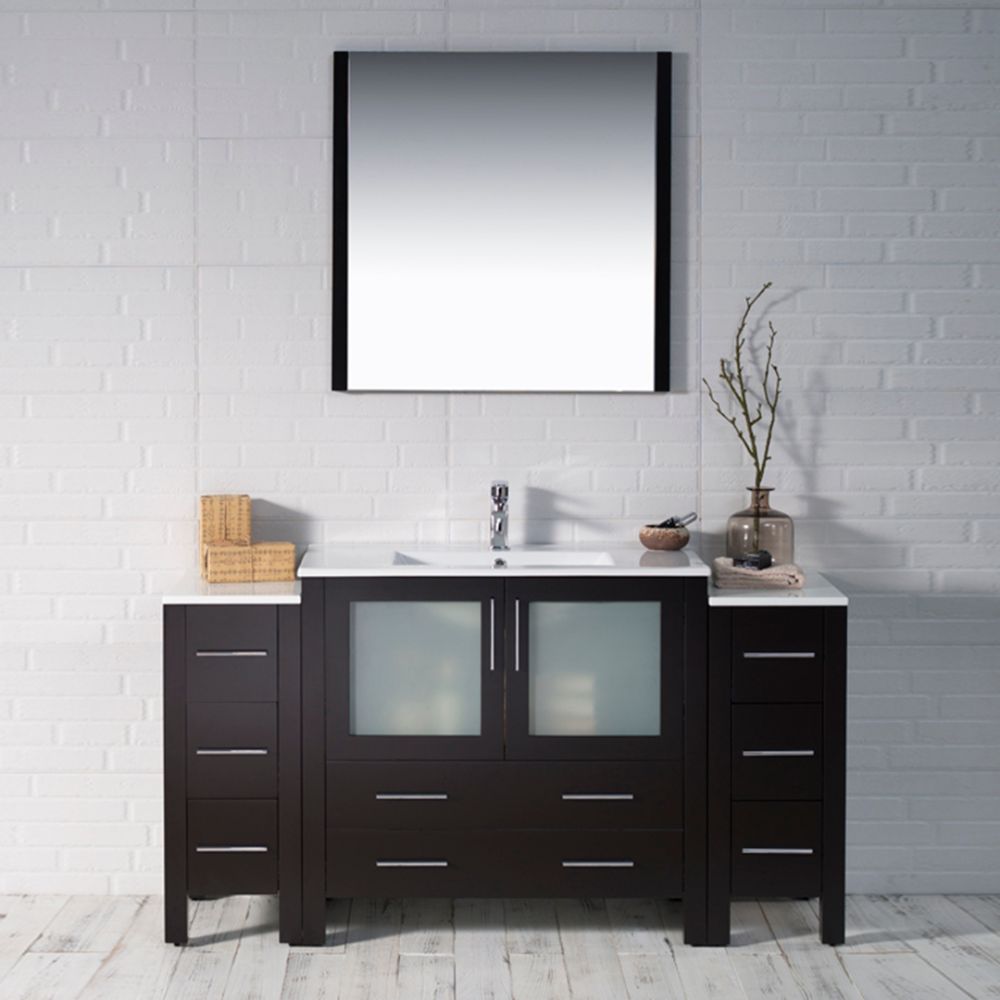 Sydney Modern 60" Bathroom Vanity Set with Double Side Cabinets Espresso Sydney Modern 60" Bathroom Vanity Set with Double Side Cabinets Espresso