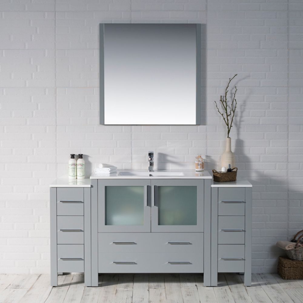 Sydney Modern 60" Bathroom Vanity Set with Double Side Cabinets Metal Gray Sydney Modern 60" Bathroom Vanity Set with Double Side Cabinets Metal Gray