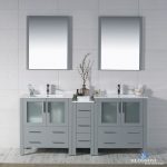 Sydney Modern 72″ Double Bathroom Vanity Set with Mirrors Metal Gray