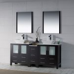 Sydney Modern 72″ Double Bathroom Vanity Set with Vessel Sinks and Mirrors Espresso