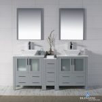 Sydney Modern 72″ Double Bathroom Vanity Set with Vessel Sinks and Mirrors Metal Gray