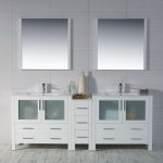 Sydney Modern 84″ Double Bathroom Vanity Set with Mirrors Glossy White